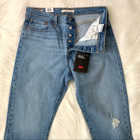 LEVI'S WEDGIE Straight Fit High Rise Cropped JEANS SIZE 31 NWT - Picture 9 of 15